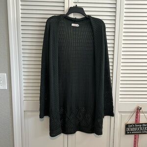 Women's Open-Front Black Knit Cardigan Sweater